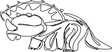 one line art. one continuous line art of a triceratops vector