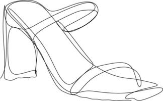 one line art. one continues line art. a high-hill shoes vector