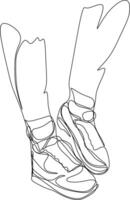 one line art. one continuous line art, shoes for style vector