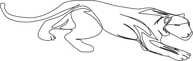 One line art. one continuous line art of a black leopard vector