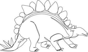 one line art. one continuous line art of a dinosaur vector