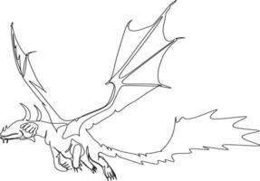 One line art. one continuous line art of a Pterosaur. Flying dinosaurs vector