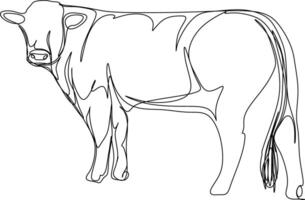 One line art. one continuous line art of a cow vector