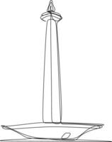 one line art. one continuous line art of a Monumen Nasional or Monas vector