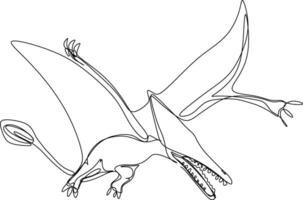 one line art. one continuous line art of a Pterodactyl vector