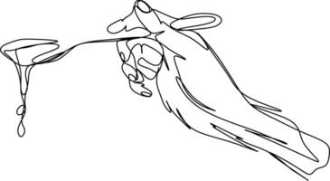 One line art. one continuous line art of a man holding a spoon vector