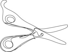 one line art. one continuous line art of a scissors vector