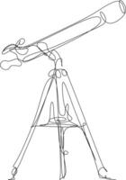one line art. one continuous line art of a telescope vector