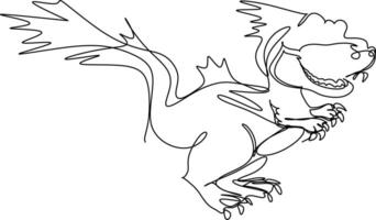 One line art. one continuous line art of a baby dragon vector