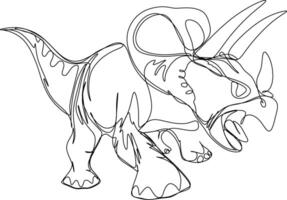 one line art. one continuous line art of a triceratops vector