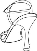 one line art. one continues line art. a high-hill shoes vector