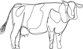 One line art. one continuous line art of a cow vector