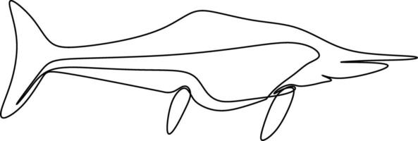 one line art. one continuous line art of an Ichthyosaur vector