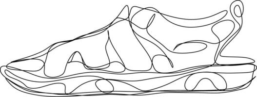 one line art. one continuous line art of slippers for style vector