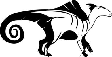 Black and white cartoon illustration. Silhouette of a dinosaur vector