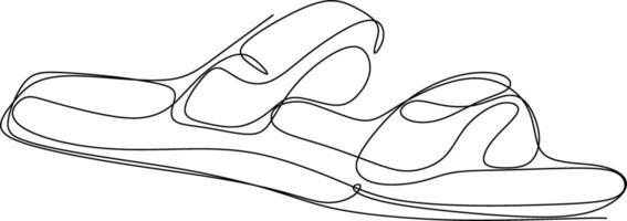one line art. one continuous line art of slippers for style vector