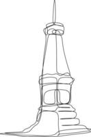 one line art. one continuous line art of a Yogyakarta monument vector
