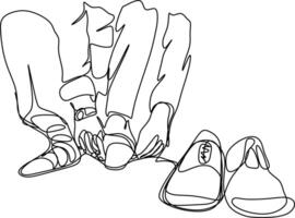 one line art. one continuous line art, shoes for style vector
