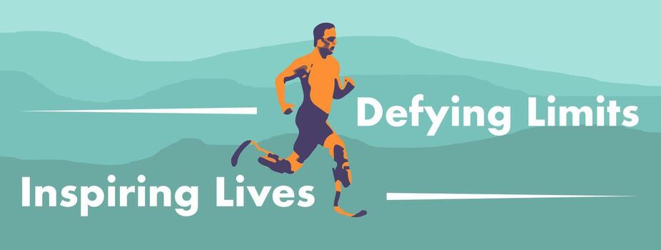 Design poster, banner with abstract disabled athlete on with motivation slogan background vector