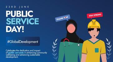 United Nations Public service day. 23rd day UN's public service day banner, post with UN servants to recognise the work of public servants, encourage young people to pursue career in the public sector vector
