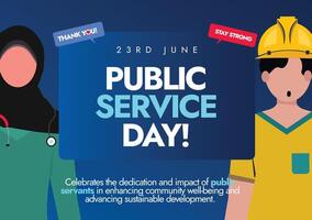 Public Service day 23rd June appreciation banner, social media post. UN's public service day celebrated to pay honour and gratitude to UN's army of servants from nurses to firefighters vector