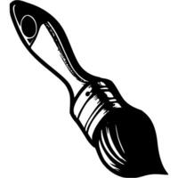 Medium width paint brush in monochrome. Tool for painting repair work. Simple minimalistic in black ink drawing on white background vector