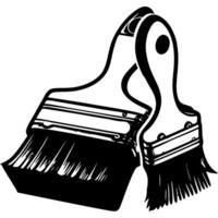 Set of construction paint brushes in monochrome. Tool for painting repair work. Simple minimalistic in black ink drawing on white background vector