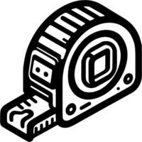 Construction tape for measuring doodle icon. Professional installer tool for measuring length. Simple minimalistic symbol in black on white background vector