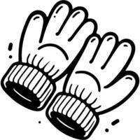 Pair of gardening gloves in monochrome. Farm hand protective clothing. Simple minimalistic in black ink drawing on white background vector