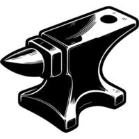 Heavy stationary anvil in monochrome. Blacksmith tool for forging metal products. Simple minimalistic in black ink drawing on white background vector