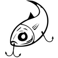 Fishing lure in monochrome. Bait for catching predatory fish. Simple minimalistic in black ink drawing on white background vector