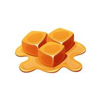 Melted cube caramel isolated on white background. vector