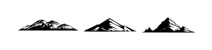 Silhouette of mountains. Black and white of the contour of the hills. vector
