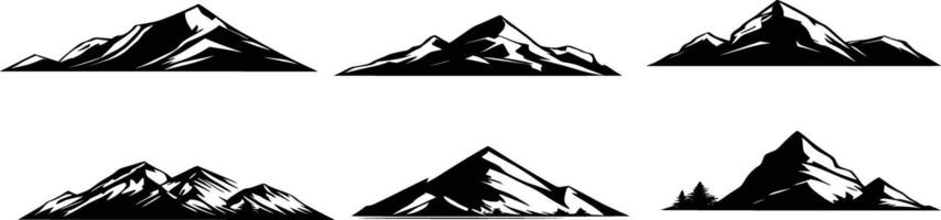 Silhouette of mountains. Black and white image of the contour of the hills. of stones, terrain, relief, rocks. Design element. vector