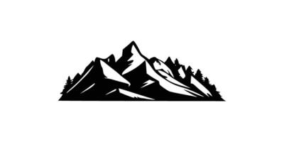 Mountain silhouette. Rocky peaks. Mountains ranges. Black and white mountain icon vector