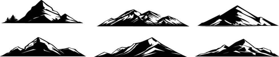 Silhouette of mountains. Black and white image of the contour of the hills. of stones, terrain, relief, rocks. Design element. vector