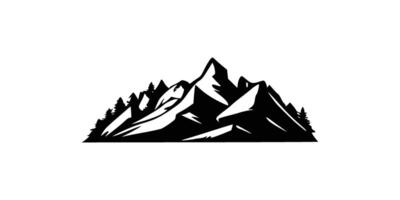 Silhouette of mountains. Black and white of the contour of the hills. vector