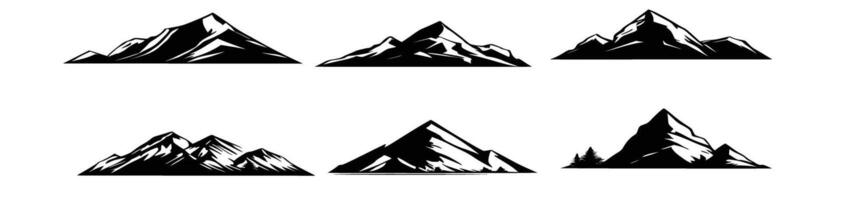 Silhouette of mountains. Black and white of the contour of the hills. vector