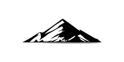 Mountain silhouette. Rocky peaks. Mountains ranges. Black and white mountain icon vector