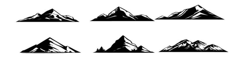 Silhouette of mountains. Black and white of the contour of the hills. vector