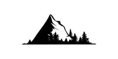 Silhouette of mountains. Black and white of the contour of the hills. vector
