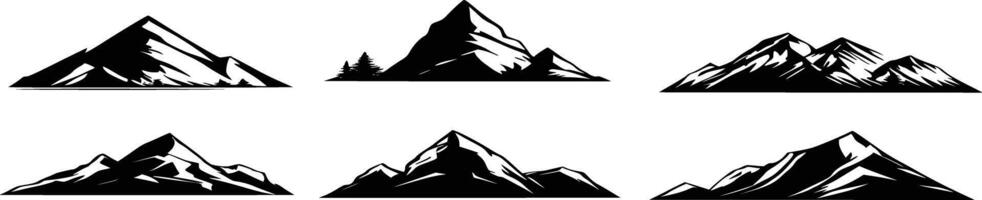 Silhouette of mountains. Black and white image of the contour of the hills. of stones, terrain, relief, rocks. Design element. vector