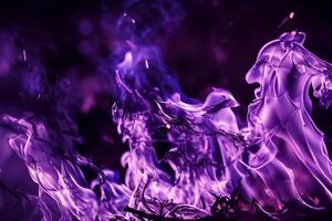 The Mesmerizing Purple Flames Dance Gracefully Against the Pitchblack Backdrop, Creating an Enchanting and Captivating Scene photo