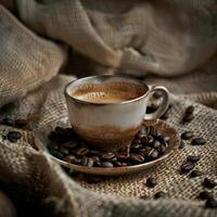 A Cup of Coffee on a Wooden Table photo