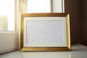 Natural Mockup Photo Paper on Wooden Table for a Realistic and Authentic Presentation, Perfect for Showcasing Designs with a Natural Feel