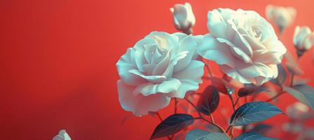 White Roses on Red Background photo