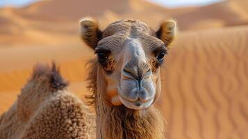 Close Up of a Camel in the Desert photo