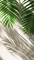 Palm Leaf Shadow Cast On White Wall In Afternoon Sunlight photo