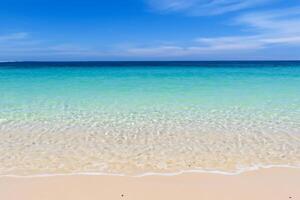 Beautiful Waves and Sands A Mesmerizing Display of Nature's Harmony, Where Crystal Clear Waters Meet Soft Golden Sands, Creating a Serene and Captivating Seascape That Enchants the Soul photo