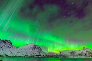 hermosa Aurora de la naturaleza deslumbrante ligero espectáculo pinturas el noche cielo con magnífico colores, fascinante público en todo el mundo en temor foto